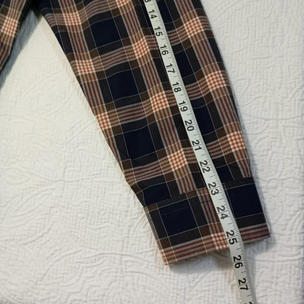 Banana Republic Dress Shirt Mens Untucked Slim Fit Plaid Size XL 100% Cotton